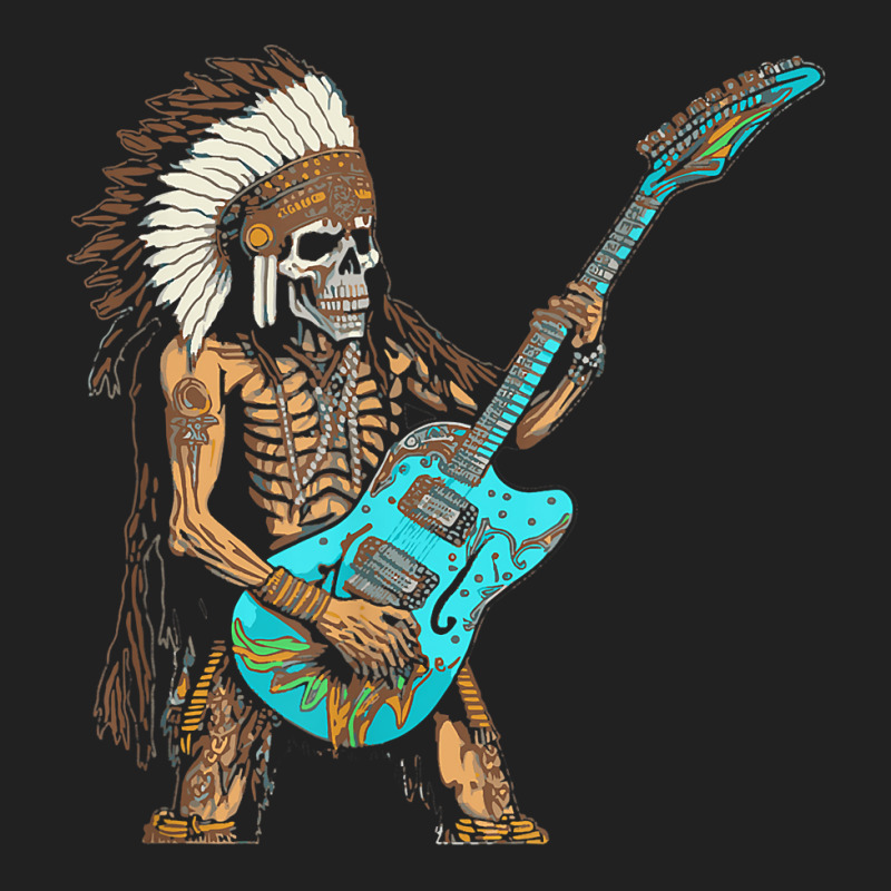 Native American Indian Playing Electric Guitar Roc Basic Youth T-shirt by saterseim | Artistshot