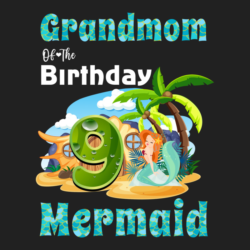 Cute Mermaid Grandmom Of The 9th Birthday Quote Basic T-shirt | Artistshot