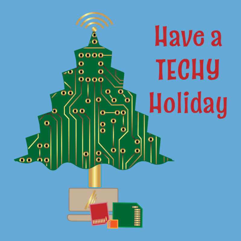 Techy Holiday Blue Basic T-shirt by cupzchewl | Artistshot