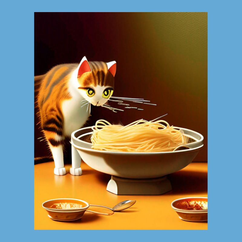 Cat Eating Spaghetti Sticker 2023 Basic T-shirt | Artistshot