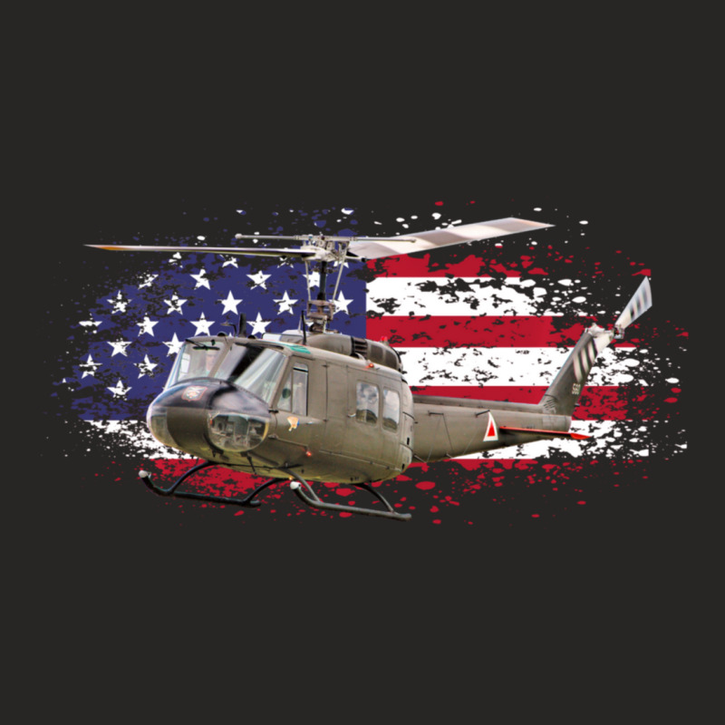 Uh 1 Huey Helicopter American Flag Usa Ladies Fitted T-Shirt by declangreenwood | Artistshot