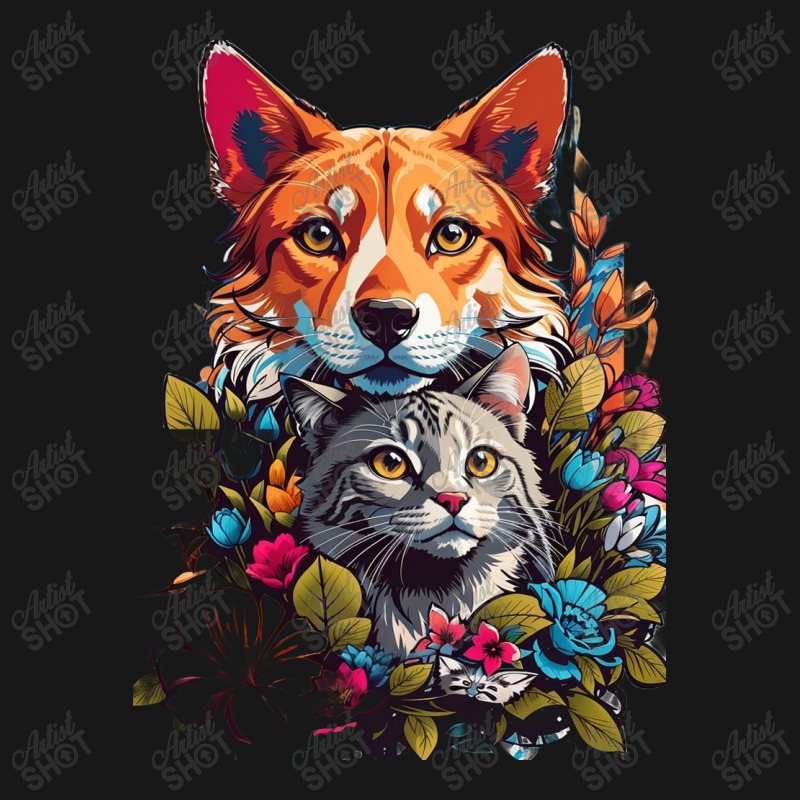 Cat And Dog In Flowers Flannel Shirt | Artistshot