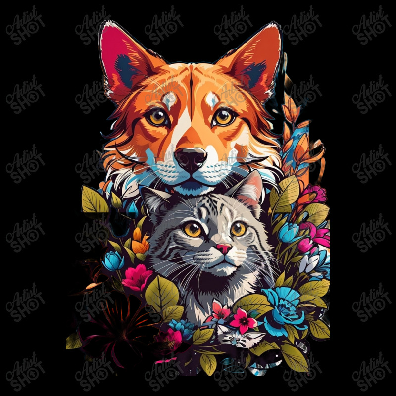 Cat And Dog In Flowers Zipper Hoodie | Artistshot