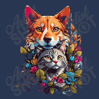 Cat And Dog In Flowers Men Denim Jacket | Artistshot