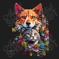 Cat And Dog In Flowers Classic T-shirt | Artistshot