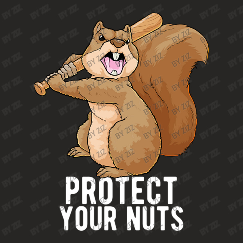 Angry Squirrel Protect Your Nuts Animal Pun Funny Ladies Fitted T-Shirt by Ziz | Artistshot