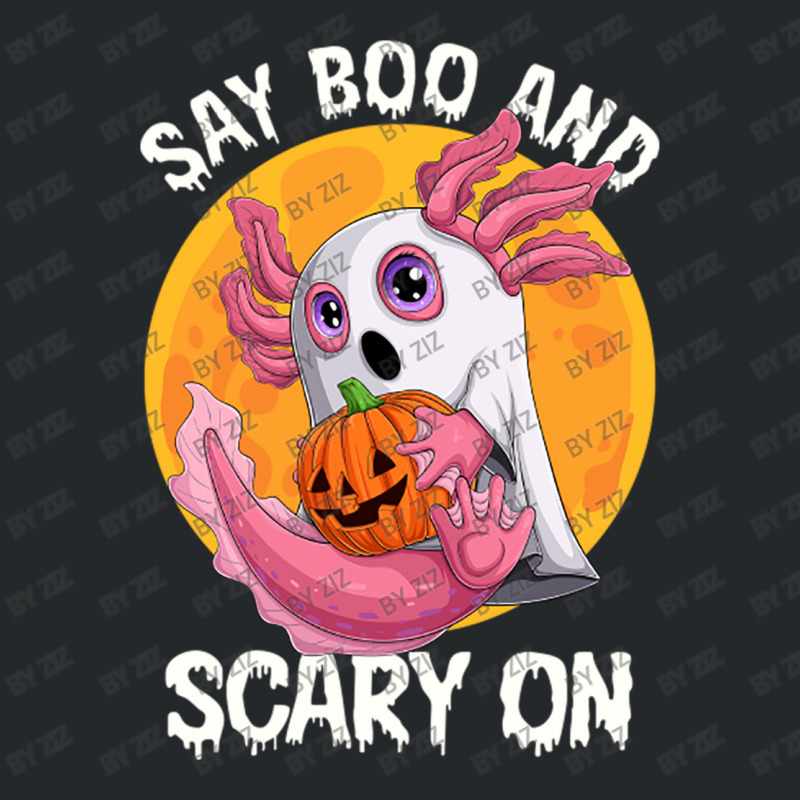 Say Boo And Scary On Axoltol Ghost Halloween Costu Crewneck Sweatshirt | Artistshot