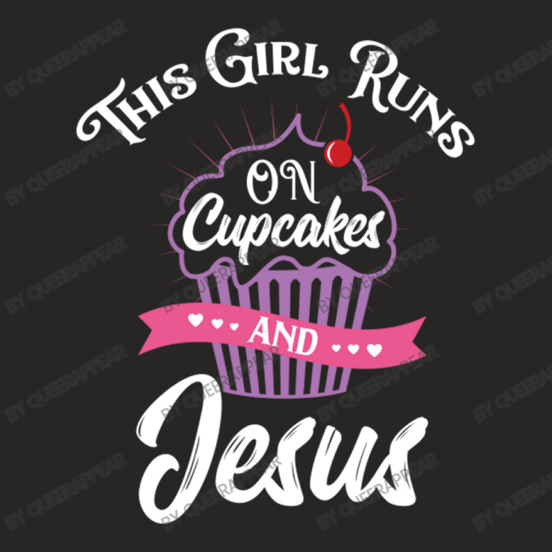 This Girl Runs On Cupcakes And Jesus For Christian Ladies Fitted T-Shirt by queerappear | Artistshot