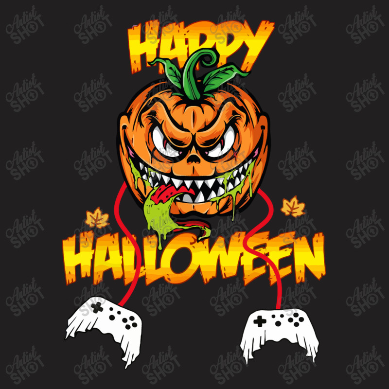 Ghosts Controller Halloween T-Shirt by Syakiya | Artistshot