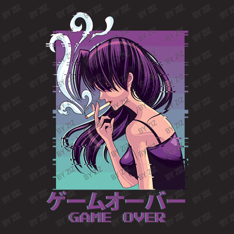 Japanese Vaporwave Sad Anime Girl Game Over Aesthe Vintage Cap | Artistshot