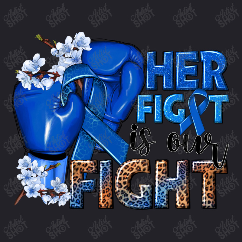 Her Fight Is Our Fight Colon Cancer Blue Ribbon Unisex Sherpa-lined Denim Jacket | Artistshot