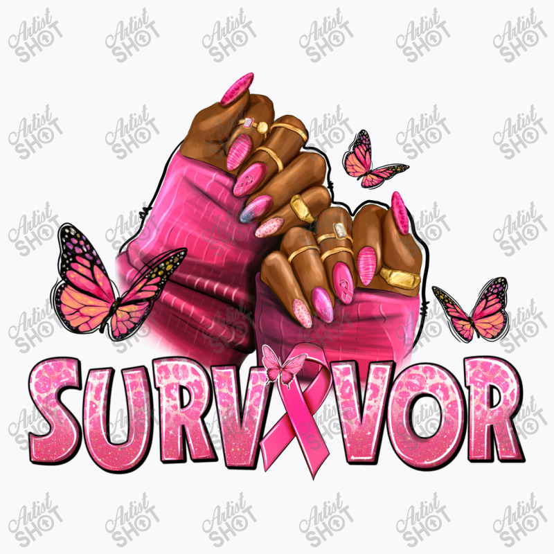 Breast Cancer Survivor Afro Nails T-shirt | Artistshot