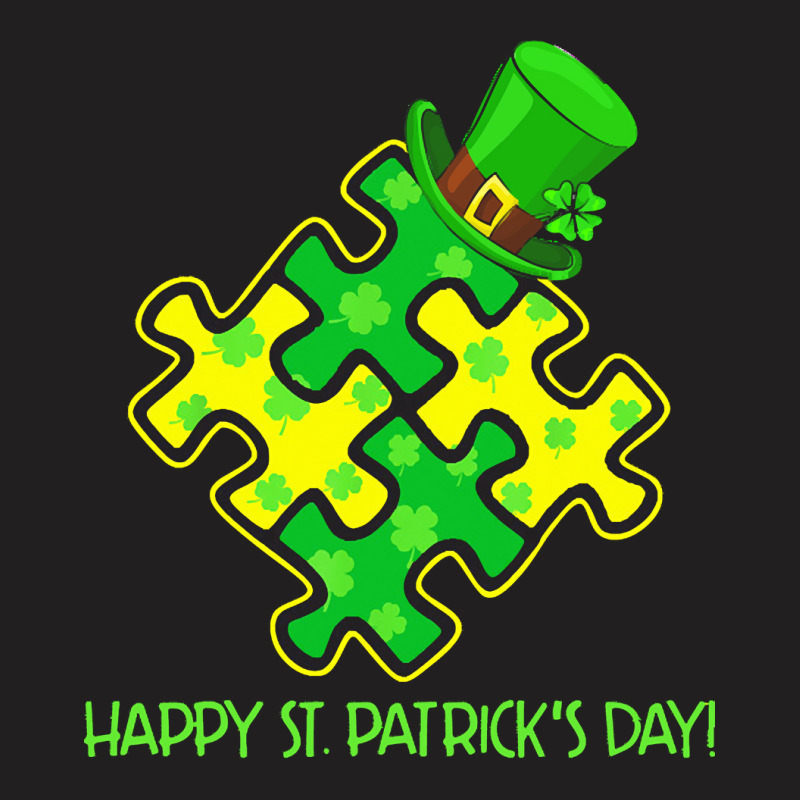 Autism Puzzle Wearing T  Shirt Autism Puzzle Wearing Leprechaun Hat St T-Shirt by joanie38206 | Artistshot