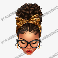 Light Skin Afro Messy Bun Leopard Bow Ladies Fitted T-shirt | Artistshot