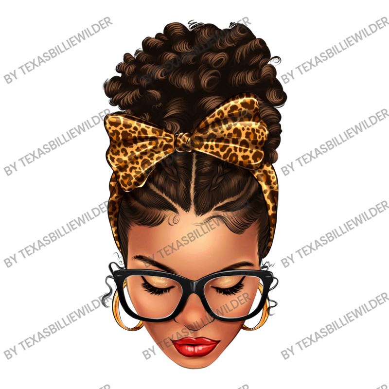 Light Skin Afro Messy Bun Leopard Bow Women's V-neck T-shirt | Artistshot