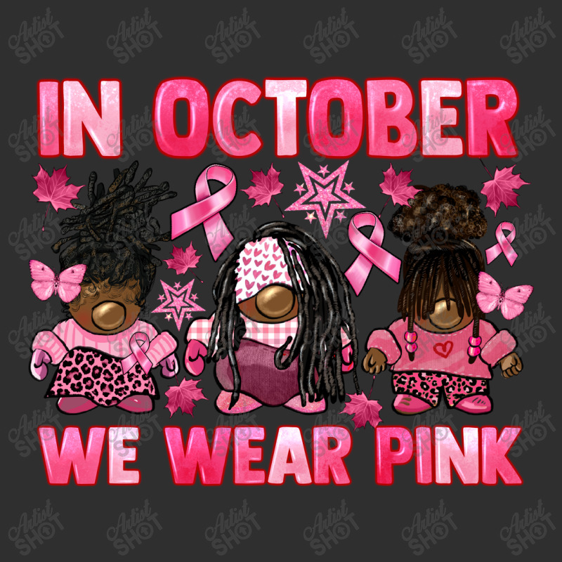 In October We Wear Pink Breast Cancer Afro Gnomies Adjustable Cap - Leatherette Patch | Artistshot