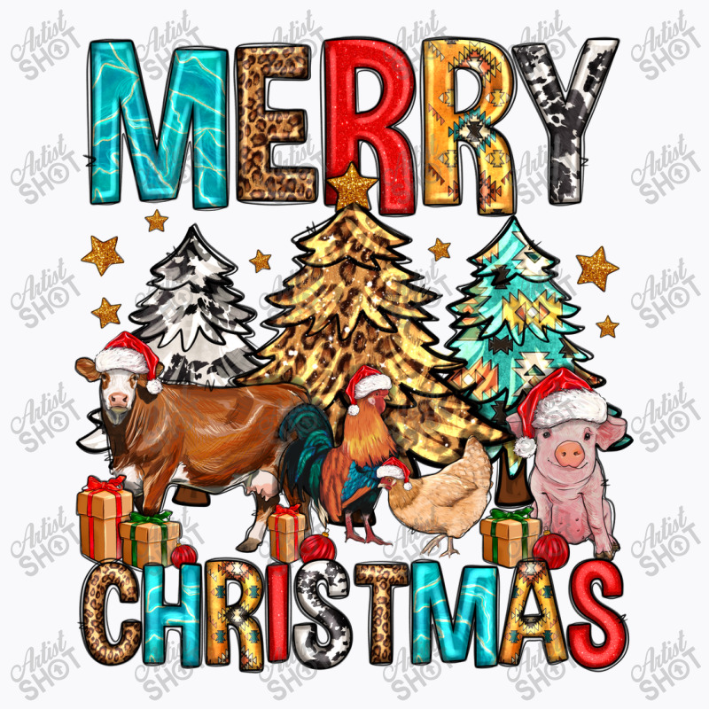 Merry Christmas Trees Farm Animals T-Shirt by Neo Western | Artistshot