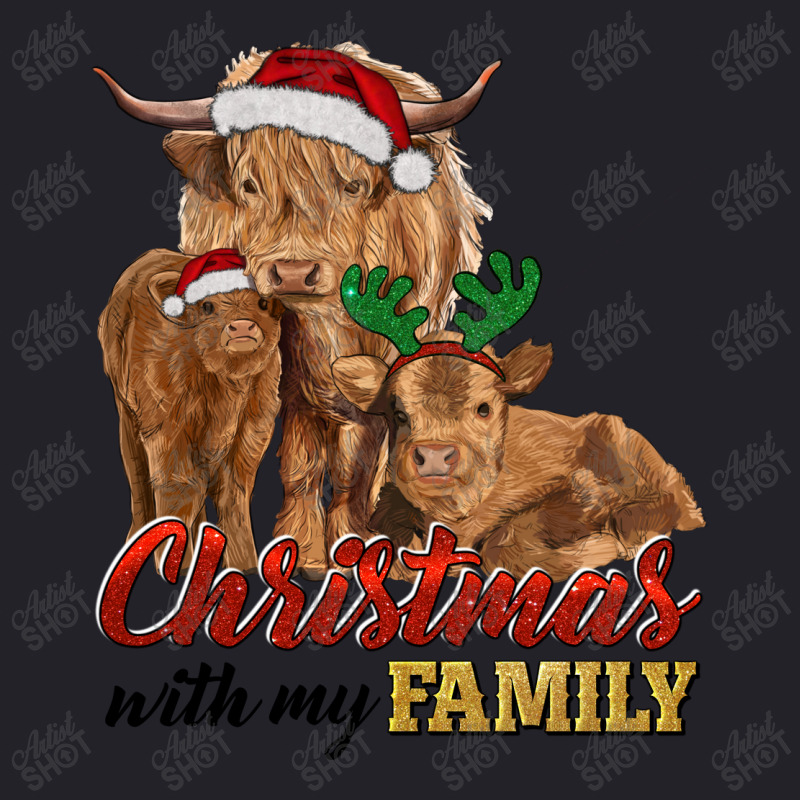 Cow And Calves Christmas With My Family Unisex Sherpa-Lined Denim Jacket by RanaPortraitStore | Artistshot