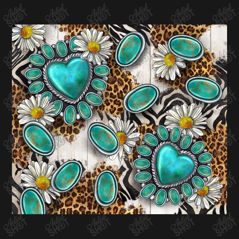 Western Daisies Turquoise Gemstone Leopard Flannel Shirt | Artistshot