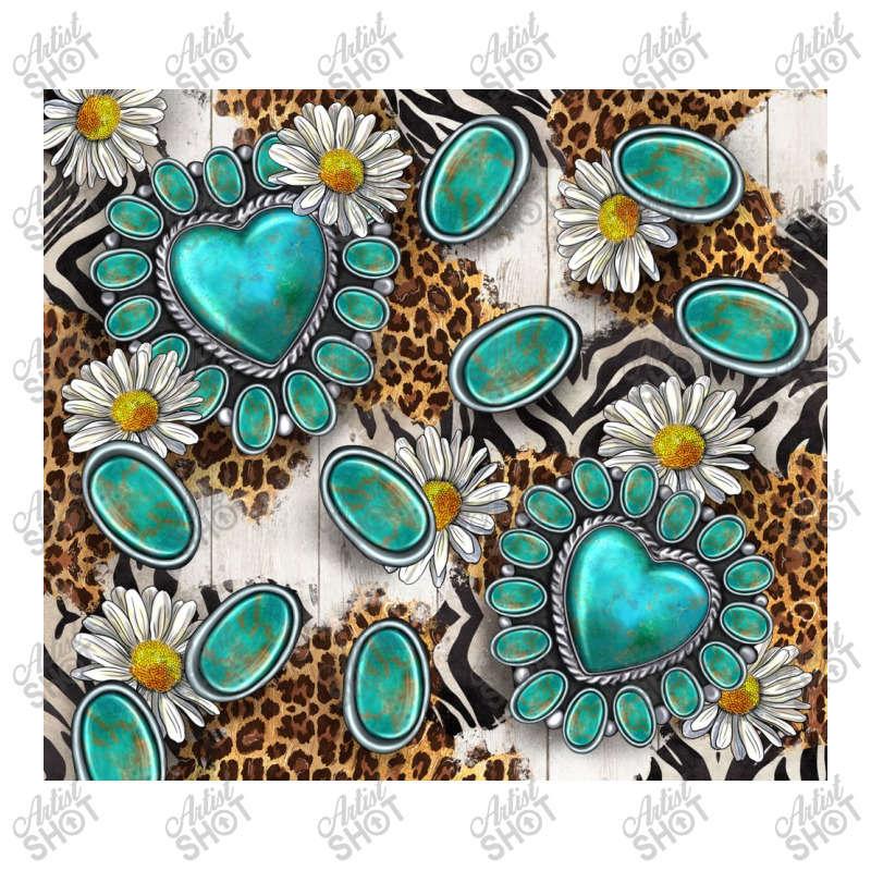 Western Daisies Turquoise Gemstone Leopard Long Sleeve Shirts | Artistshot