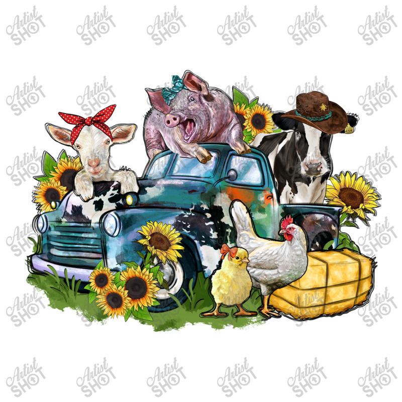 Farm Animals Truck Raglan Crop Top by Zillion Design Studio | Artistshot