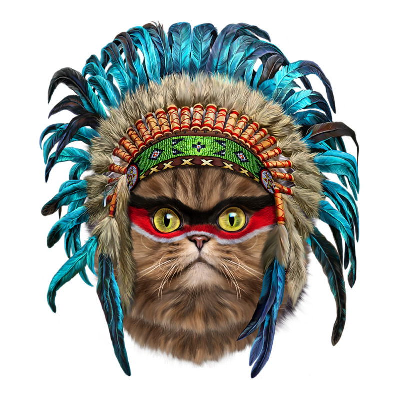 Fluffy Persian Cat Wearing Native American Indian Headdress Double Wine Paper Bag - 6 1/2 X 3 1/2 X 12 3/8 | Artistshot