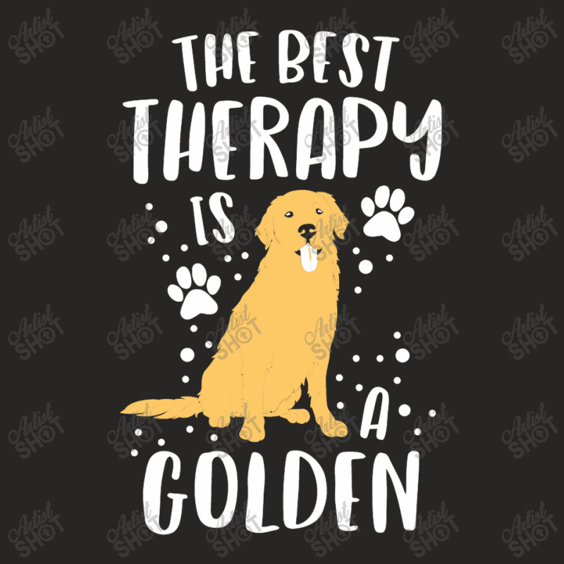 The Best Therapy Is A Golden Retriever Dog Puppy Ladies Fitted T-Shirt by diegomicel | Artistshot