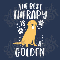 The Best Therapy Is A Golden Retriever Dog Puppy Men Denim Jacket | Artistshot