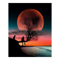 Moon Double Wine Paper Bag - 6 1/2 X 3 1/2 X 12 3/8 | Artistshot