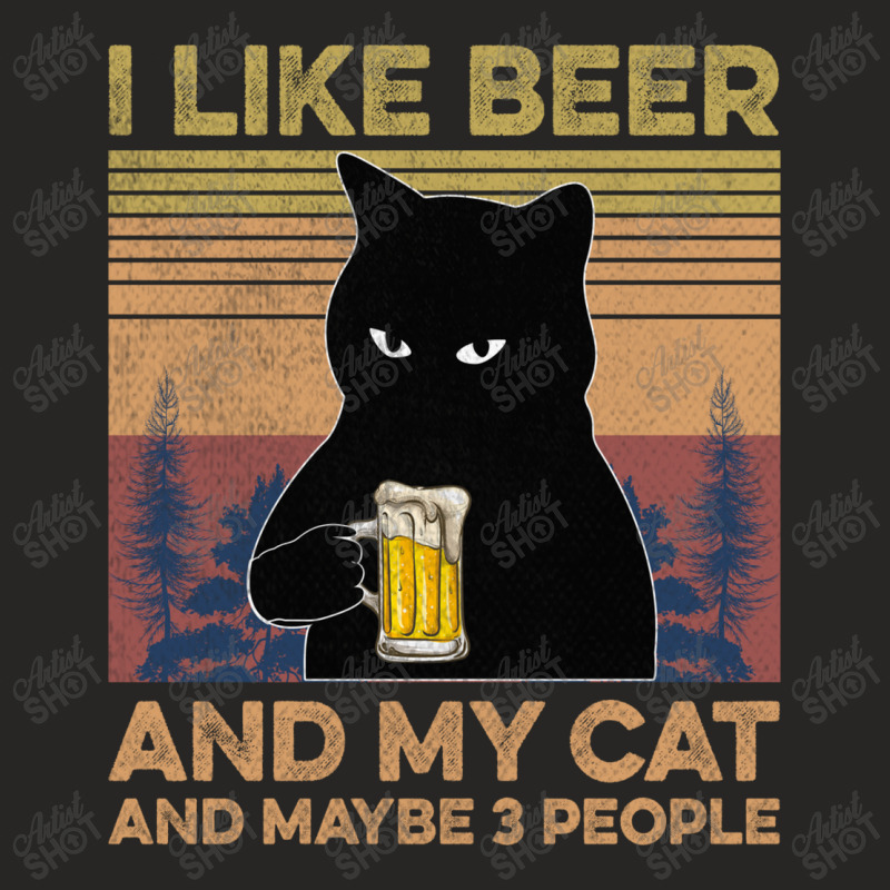 I Like Beer My Cat And Maybe 3 People Ladies Fitted T-Shirt by YenNgoc | Artistshot