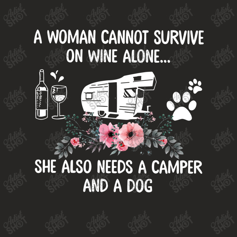 Camper A Woman Cannot Survive On Wine Alone She Also Needs A Camper An Ladies Fitted T-Shirt by hoainv | Artistshot