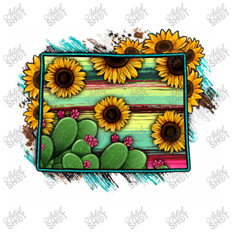 Wyoming Map Sunflower Cactus Serape Cub Paper Bag - 8 X 4 1/2 X 10 1/4 | Artistshot