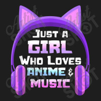 Anime For Teen Girls Just A Girl Music Cat Ear Headphones Classic T-shirt | Artistshot