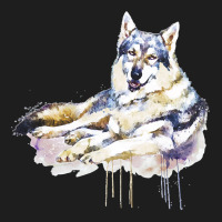 Sitting Wolf Painting T  Shirt Smiling Wolf T  Shirt Classic T-shirt | Artistshot