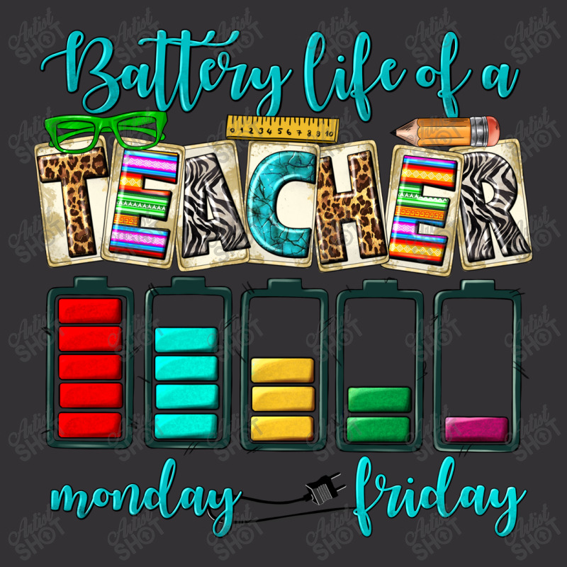 Battery Life Of A Teacher Monday Friday Vintage Hoodie | Artistshot