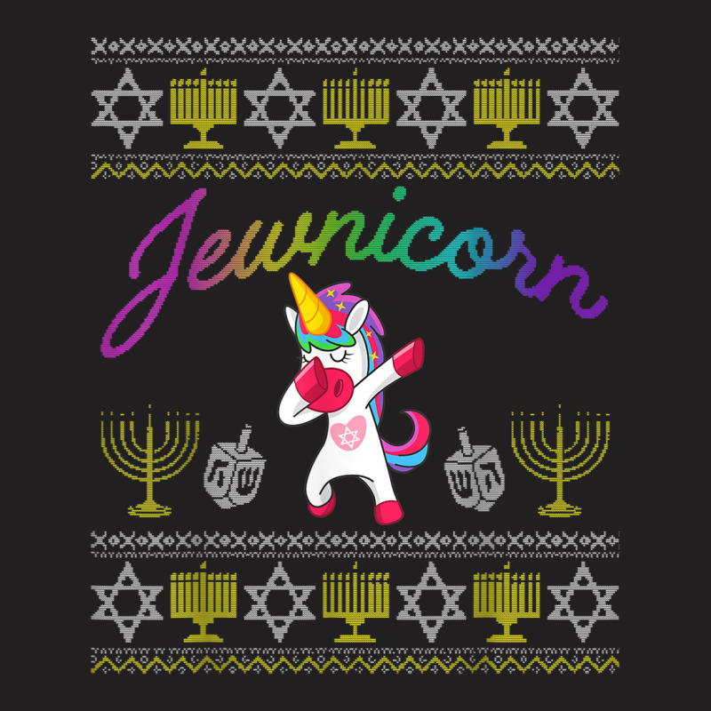 Dabbing Jewish Unicorn Hanukkah Chanukah Animal Ugly Sweater T-shirt | Artistshot