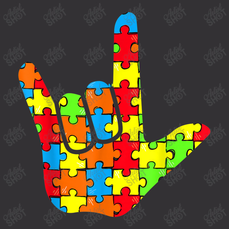 Asl Love Sign Language Autism Awareness Support Vintage Short by YenNgoc | Artistshot