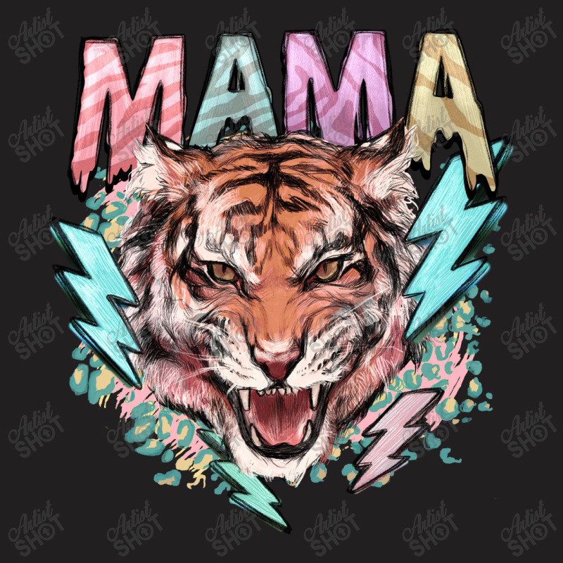 Mama Tiger Lightning Bolt T-Shirt by NancyCooperArtShop | Artistshot