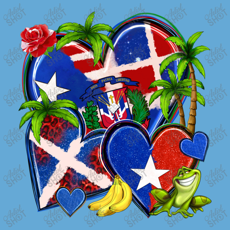 Puerto Rico With Dominican Republic Hearts Basic T-shirt | Artistshot