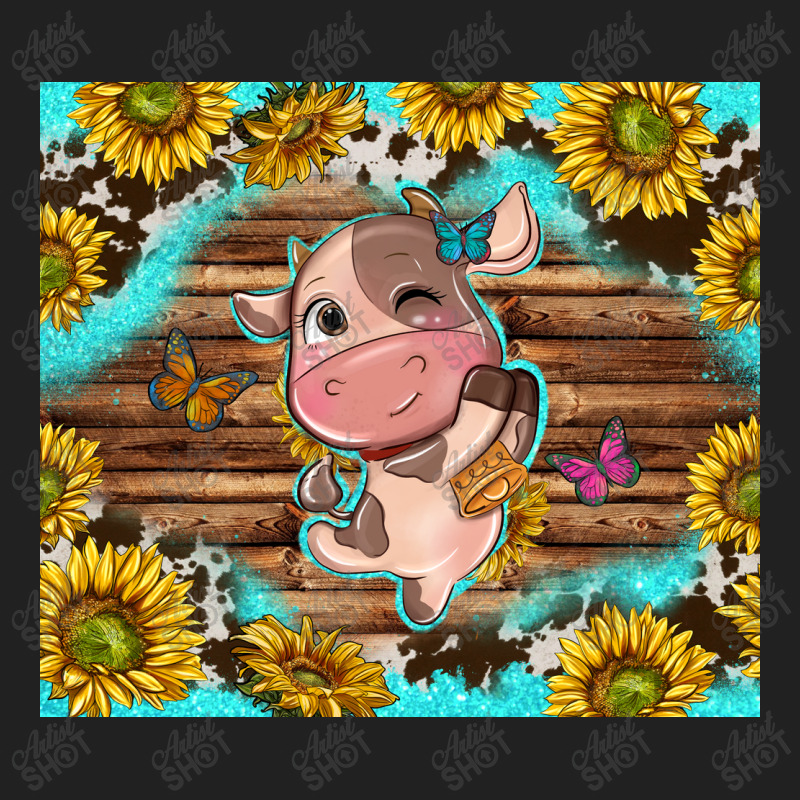 Western Cute Cow With Sunflower Basic T-shirt | Artistshot