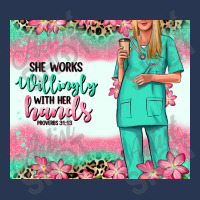 She Works Willingly With Her Hands Blonde Nurse Ladies Denim Jacket | Artistshot