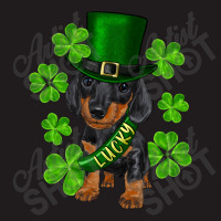 St. Patricks Day Lucky Dachshund Puppy Waist Apron | Artistshot