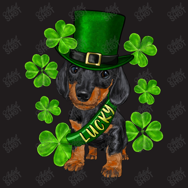 St. Patricks Day Lucky Dachshund Puppy Waist Apron | Artistshot