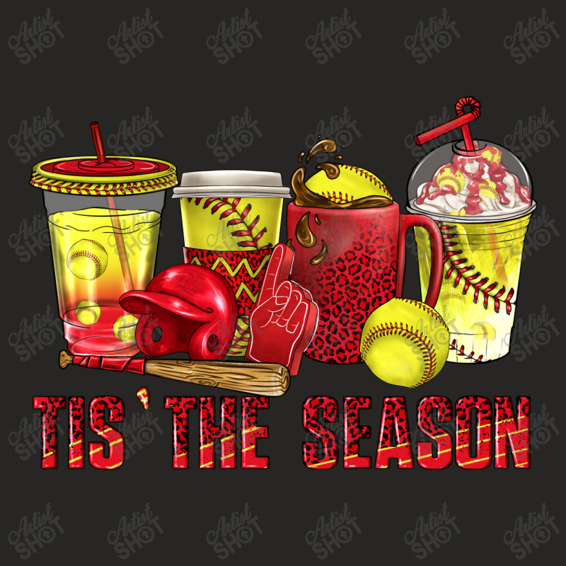 Tis' The Season Coffee Cups Softball Ladies Fitted T-Shirt by enoddigitalart@gmail.com | Artistshot