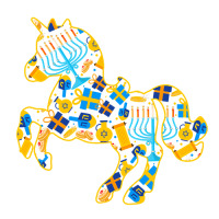 Unicorn Lover Pony Hanukkah Unicorn Shape Menorah Collection Jewish Un Take Out Paper Bag - 14 X 10 X 15 1/2 | Artistshot