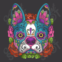 Boston Terrier Sugar Skull Dog Calavera Dia De Los Muertos Long Sleeve Ladies Curvy T-shirt | Artistshot