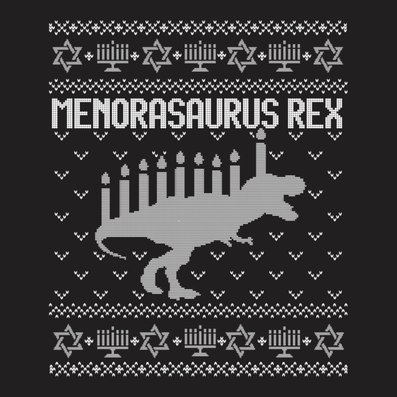 Funny Hanukkah Ugly Sweater Dinosaur Menorah Animal T-shirt | Artistshot