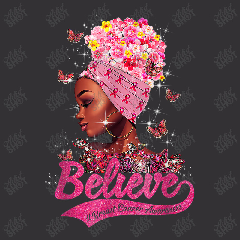 Breast Cancer Awareness Black Woman Warrior Support Believe Vintage Short | Artistshot