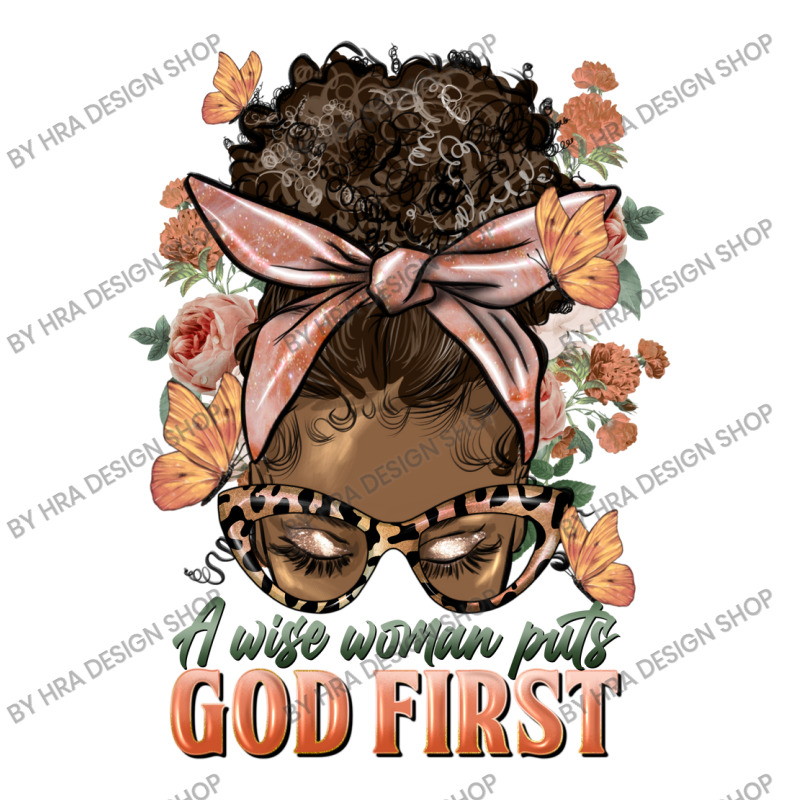 Afro Messy Bun A Wise Woman Puts God First Raglan Crop Top by HRA Design Shop | Artistshot