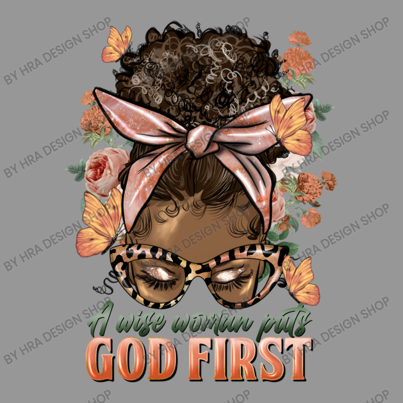 Afro Messy Bun A Wise Woman Puts God First Women's V-Neck T-Shirt by HRA Design Shop | Artistshot